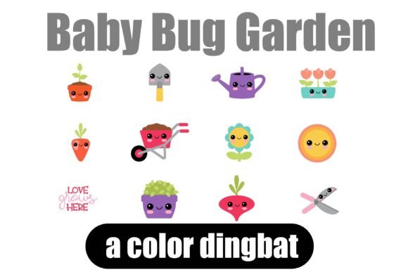 Baby Bug Garden: Elevate Projects with Kawaii Dingbat Design