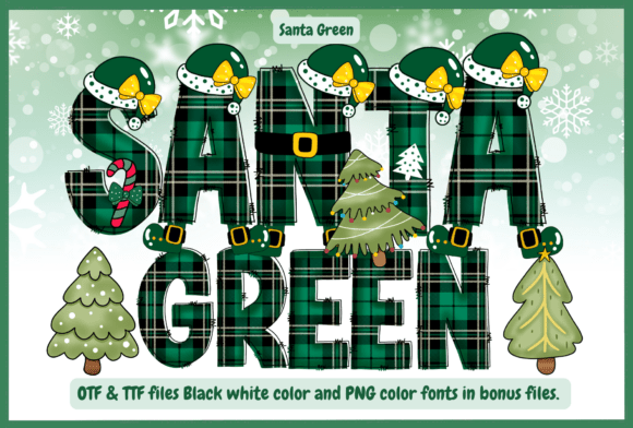 Santa Green: Festive Plaid Decorative Font for Holiday Design
